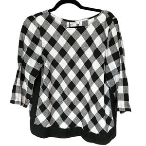 J. Jill Love Linen Gingham Buffalo Check Plaid Black White